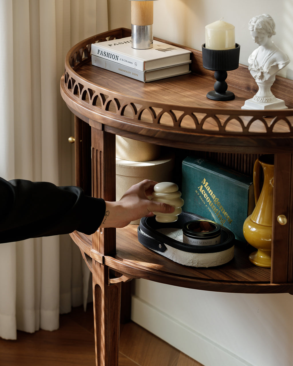 Vintage-Inspired Solid Wood Accent Cabinet