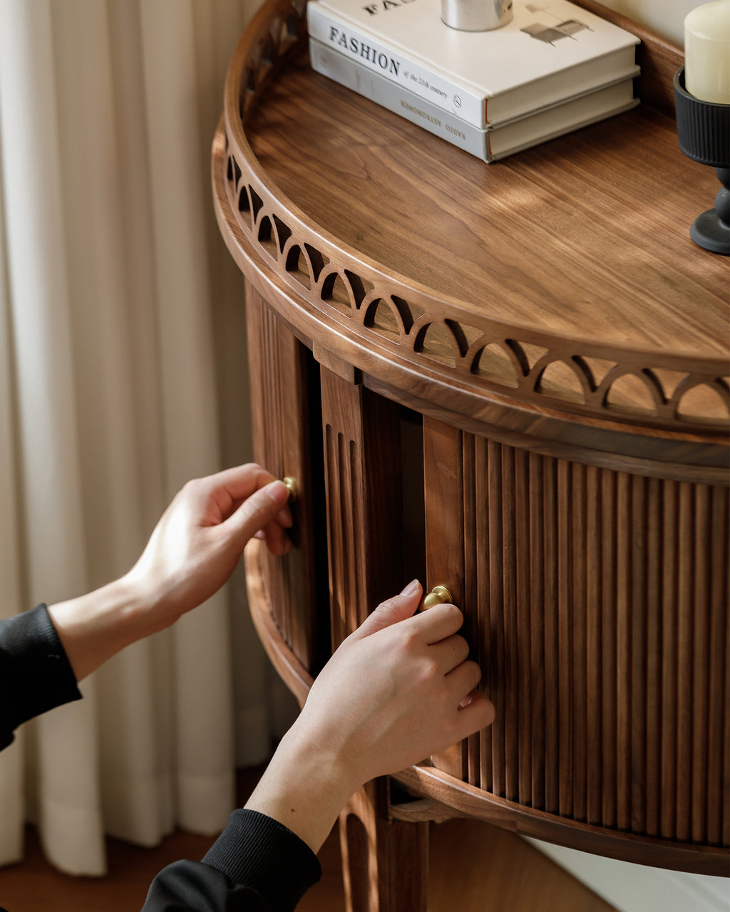Vintage-Inspired Solid Wood Accent Cabinet