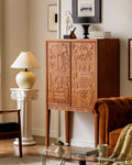 Vintage-Inspired Carved Cherry Wood Cabinet