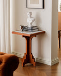 Mid-Century Modern Cherry Wood Side Table with Matte Stone Top